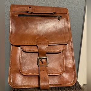 Hulsh 16 inch Brow Genuine Leather Backpack